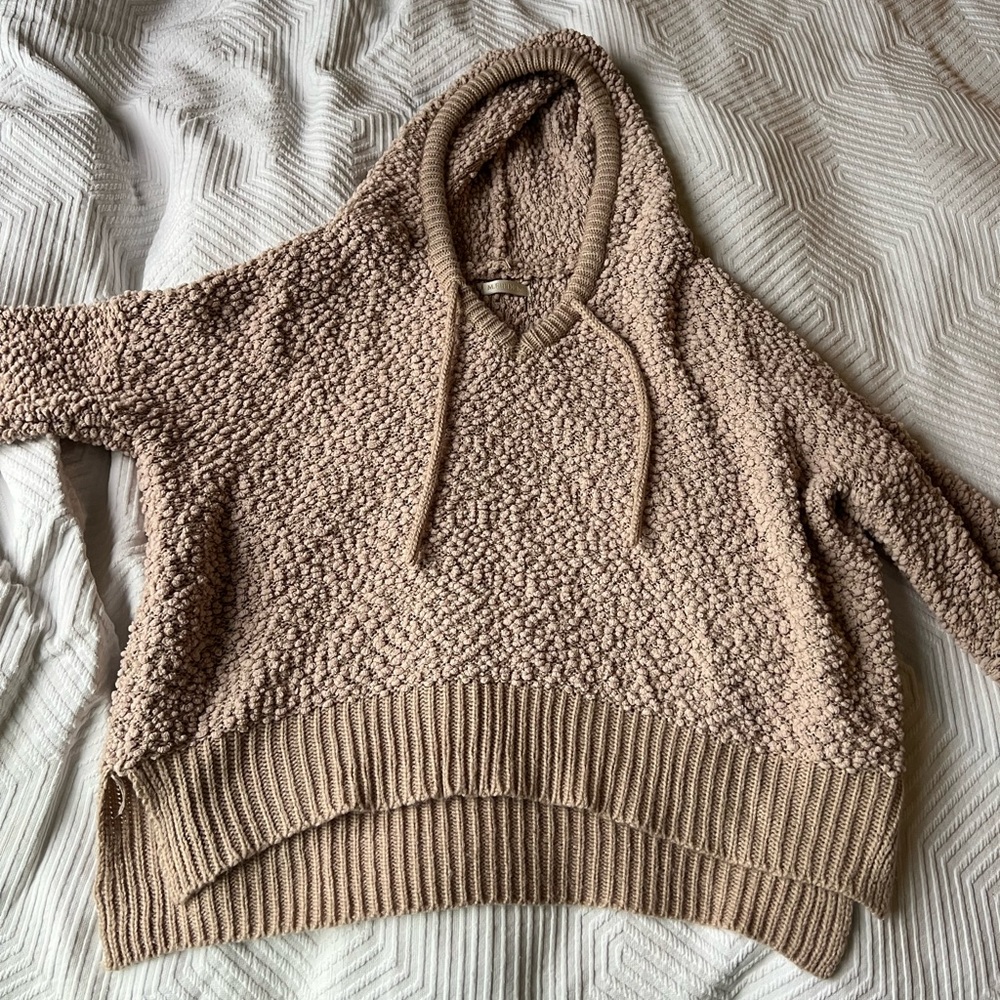 Pink knit hoodie